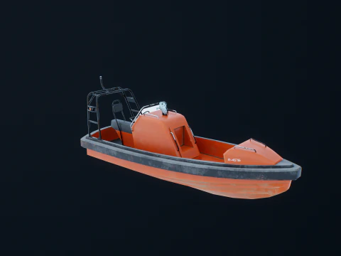Fast Motor Lifeboat Aged 3D Model