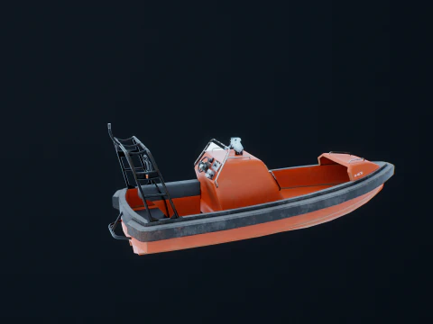 Fast Motor Lifeboat Aged 3D Model