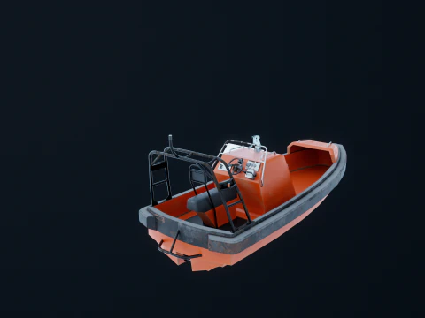 Fast Motor Lifeboat Aged 3D Model