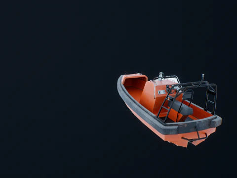 Fast Motor Lifeboat Aged 3D Model