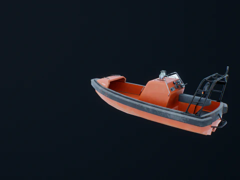 Fast Motor Lifeboat Aged 3D Model