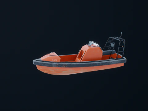 Fast Motor Lifeboat Aged 3D Model