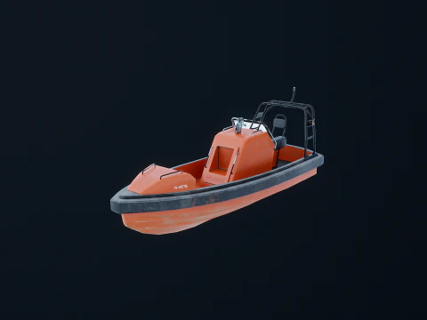 Fast Motor Lifeboat Aged 3D Model
