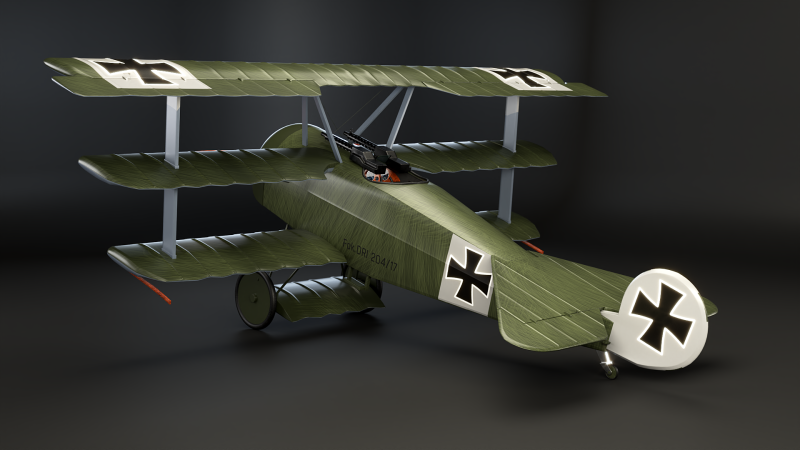 Fokker DR1 3D Model .c4d .max .obj .3ds .fbx .stl .blend