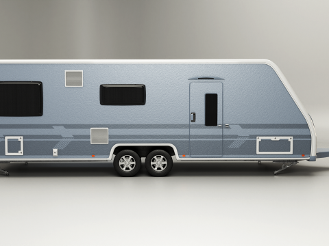 Langer Camping-Wohnwagen 3D Modell
