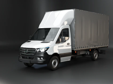 Tekstur Sisi Tirai Mercedes Sprinter Tautliner Van PBR Model 3D