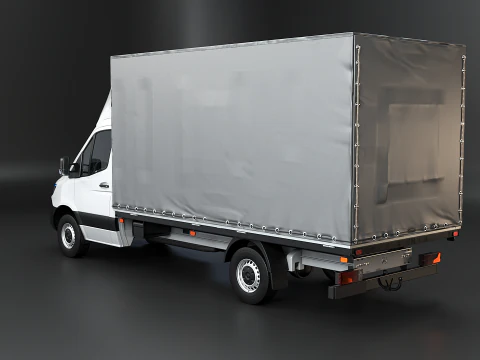 Tekstur Sisi Tirai Mercedes Sprinter Tautliner Van PBR Model 3D