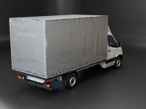 Tekstur Sisi Tirai Mercedes Sprinter Tautliner Van PBR Model 3D