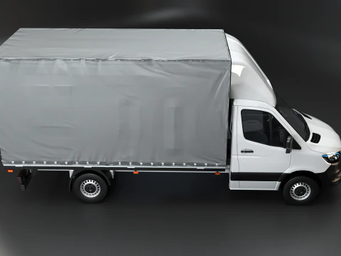 Tekstur Sisi Tirai Mercedes Sprinter Tautliner Van PBR Model 3D