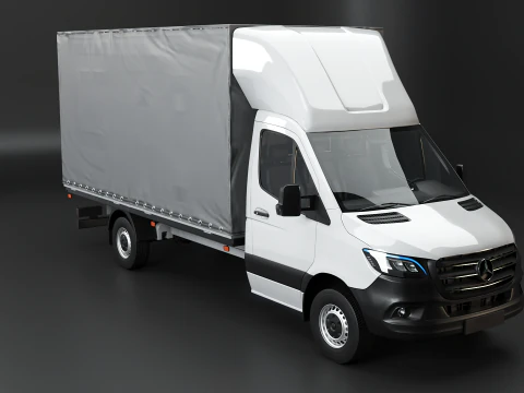 Tekstur Sisi Tirai Mercedes Sprinter Tautliner Van PBR Model 3D