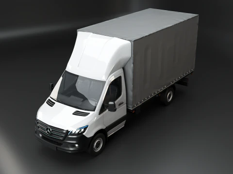 Tekstur Sisi Tirai Mercedes Sprinter Tautliner Van PBR Model 3D