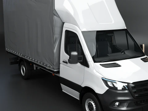 Tekstur Sisi Tirai Mercedes Sprinter Tautliner Van PBR Model 3D