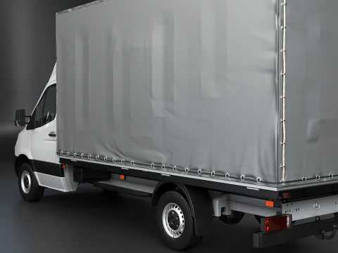 Tekstur Sisi Tirai Mercedes Sprinter Tautliner Van PBR Model 3D