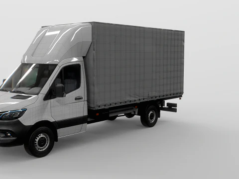 Tekstur Sisi Tirai Mercedes Sprinter Tautliner Van PBR Model 3D