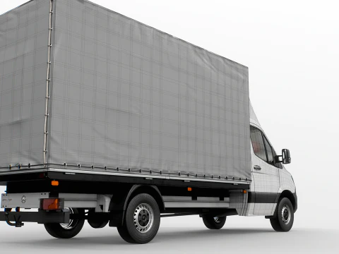 Tekstur Sisi Tirai Mercedes Sprinter Tautliner Van PBR Model 3D