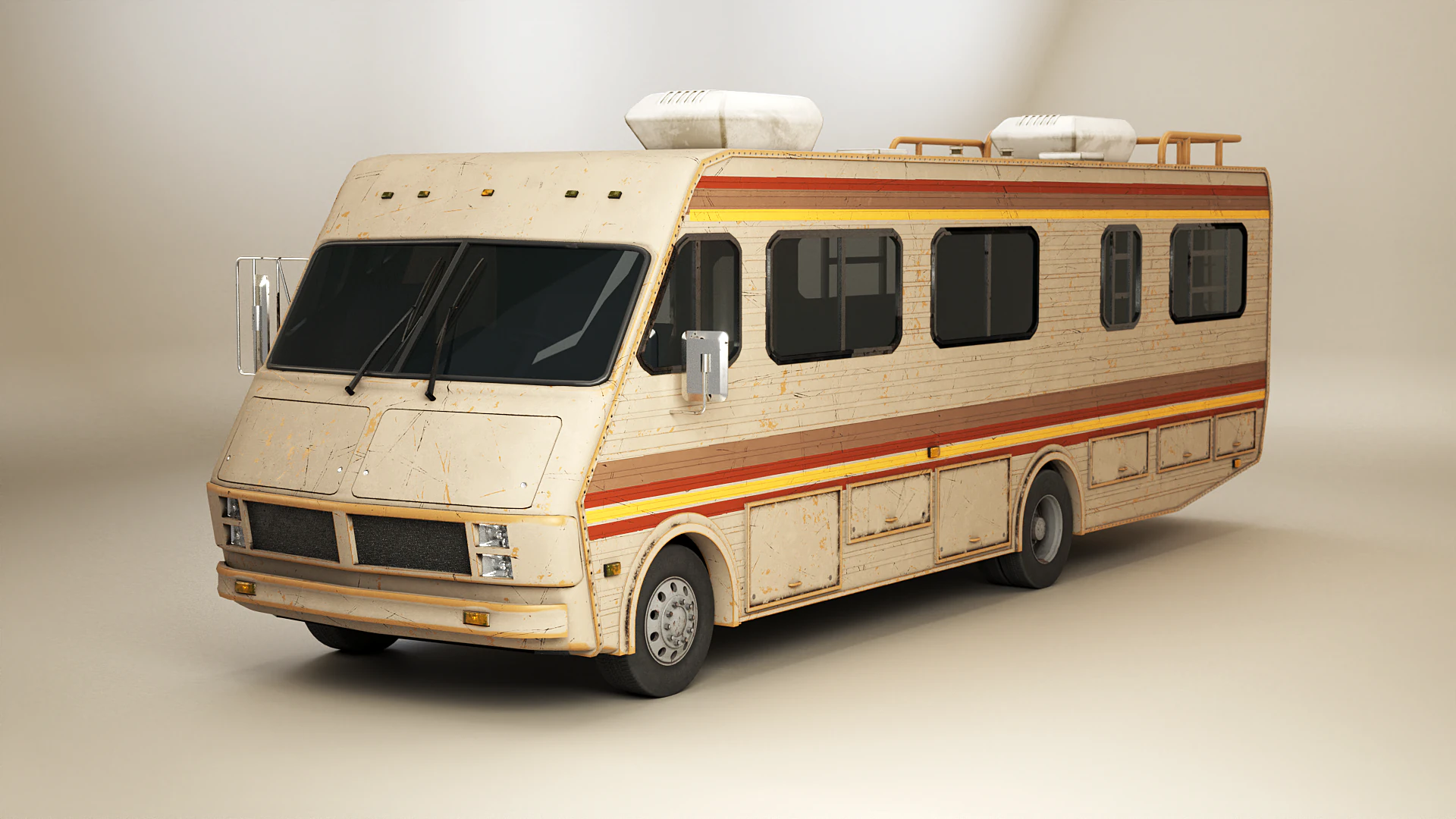 Classic Motorhome 1986 Aged 3D Model .c4d .max .obj .3ds .fbx .stl .blend