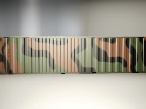 Intermodal Military Shipping Container 40-foot-long 3D Model