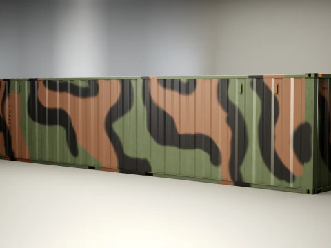 Intermodal Military Shipping Container 40-foot-long 3D Model