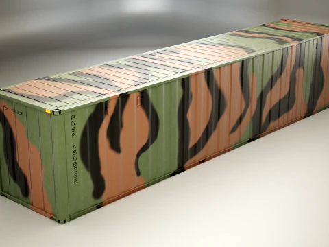 Intermodal Military Shipping Container 40-foot-long 3D Model