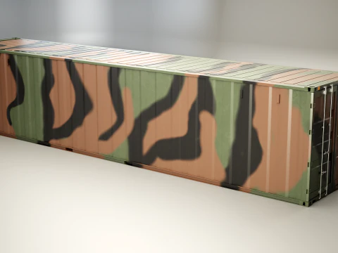 Intermodal Military Shipping Container 40-foot-long 3D Model