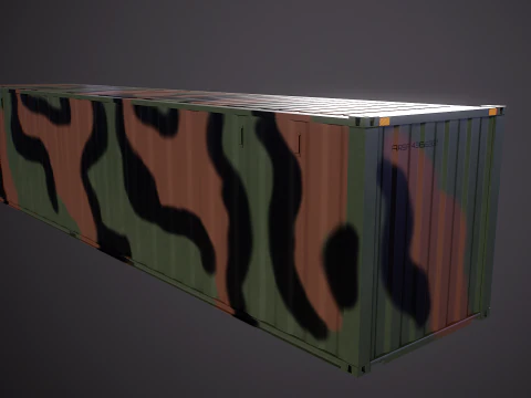 Intermodal Military Shipping Container 40-foot-long 3D Model