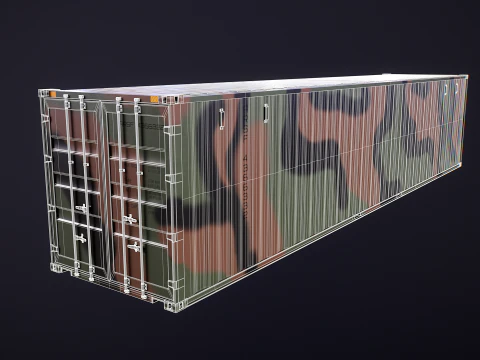 Intermodal Military Shipping Container 40-foot-long 3D Model