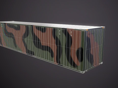 Intermodal Military Shipping Container 40-foot-long 3D Model