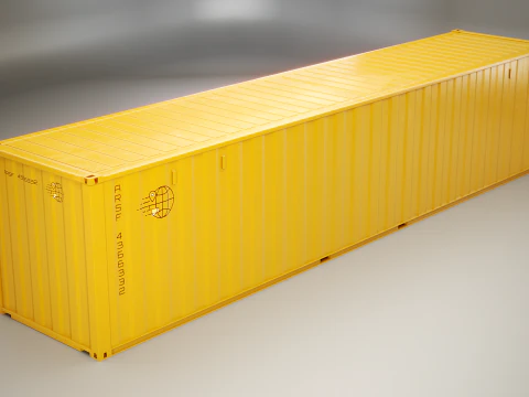 Intermodal Yellow Shipping Container 40-foot-long 3D Model