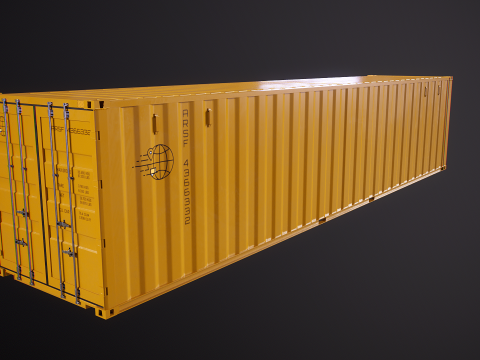 Cont&ecirc;iner Intermodal Amarelo de 40 p&eacute;s de comprimento Modelo 3D