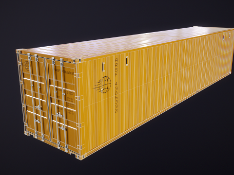 Cont&ecirc;iner Intermodal Amarelo de 40 p&eacute;s de comprimento Modelo 3D