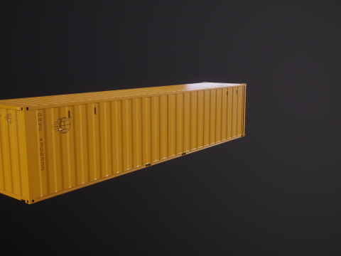 Cont&ecirc;iner Intermodal Amarelo de 40 p&eacute;s de comprimento Modelo 3D