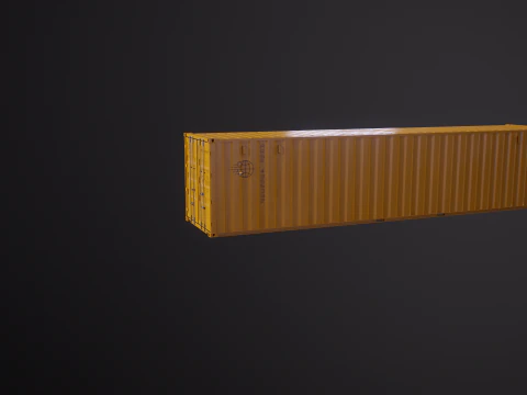 Intermodal Yellow Shipping Container 40-foot-long 3D Model