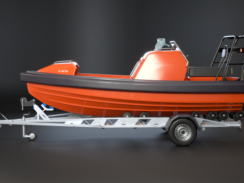 Rescue Lifeboat and Trailer 3D Model