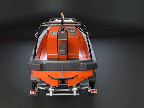 Rescue Lifeboat and Trailer 3D Model