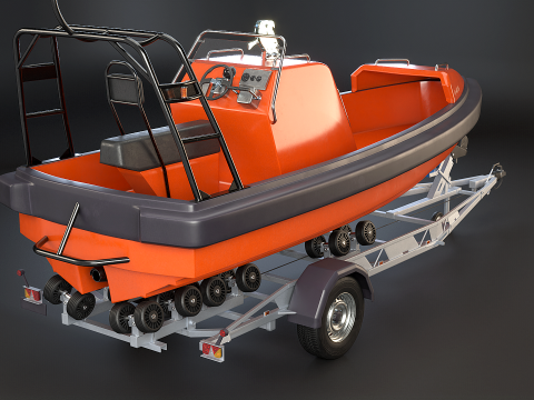 Rescue Lifeboat and Trailer 3D Model