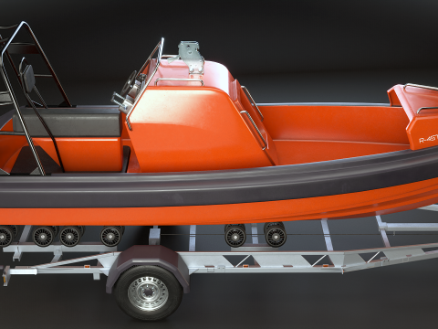 Rescue Lifeboat and Trailer 3D Model