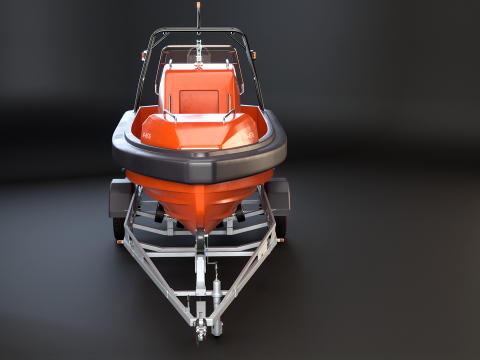 Rescue Lifeboat and Trailer 3D Model