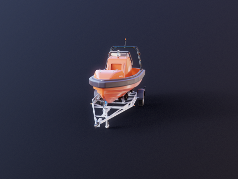 Rescue Lifeboat and Trailer 3D Model