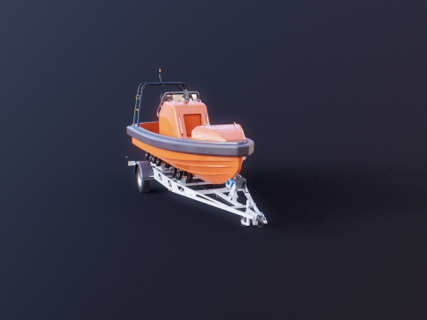 Rescue Lifeboat and Trailer 3D Model