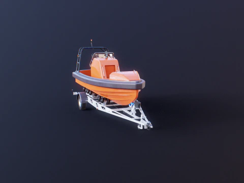 Rescue Lifeboat and Trailer 3D Model