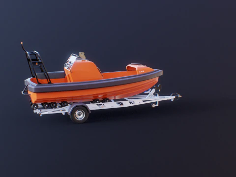 Rescue Lifeboat and Trailer 3D Model