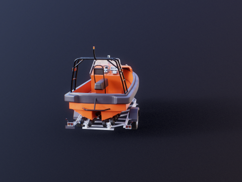 Rescue Lifeboat and Trailer 3D Model