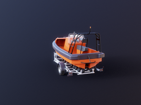 Rescue Lifeboat and Trailer 3D Model