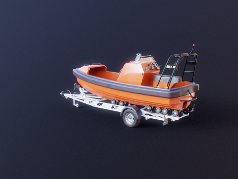 Rescue Lifeboat and Trailer 3D Model