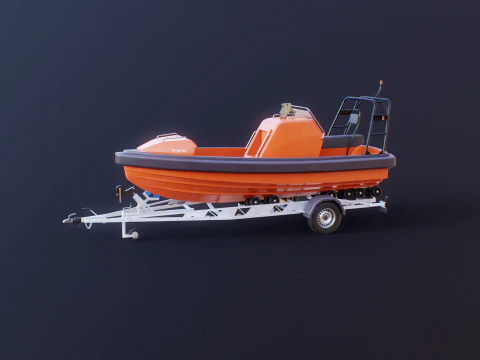 Rescue Lifeboat and Trailer 3D Model