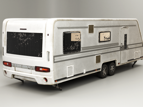Roulotte da campeggio sporca a 2 assi Modello 3D