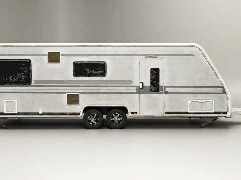 Roulotte da campeggio sporca a 2 assi Modello 3D