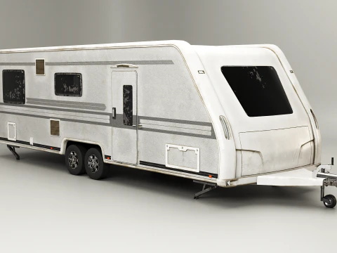 Roulotte da campeggio sporca a 2 assi Modello 3D