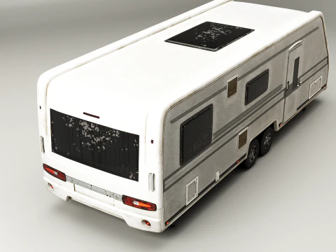 Roulotte da campeggio sporca a 2 assi Modello 3D