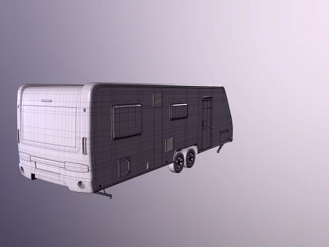 Roulotte da campeggio sporca a 2 assi Modello 3D